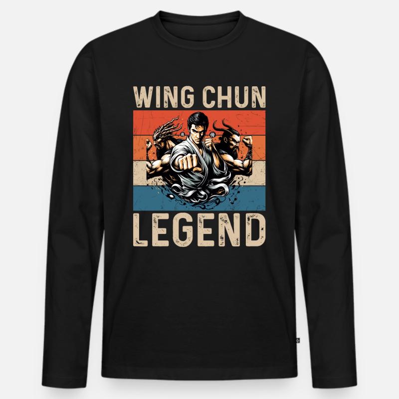 Wing Chun Legende - Männer Premium Bio Langarmshirt - Schwarz