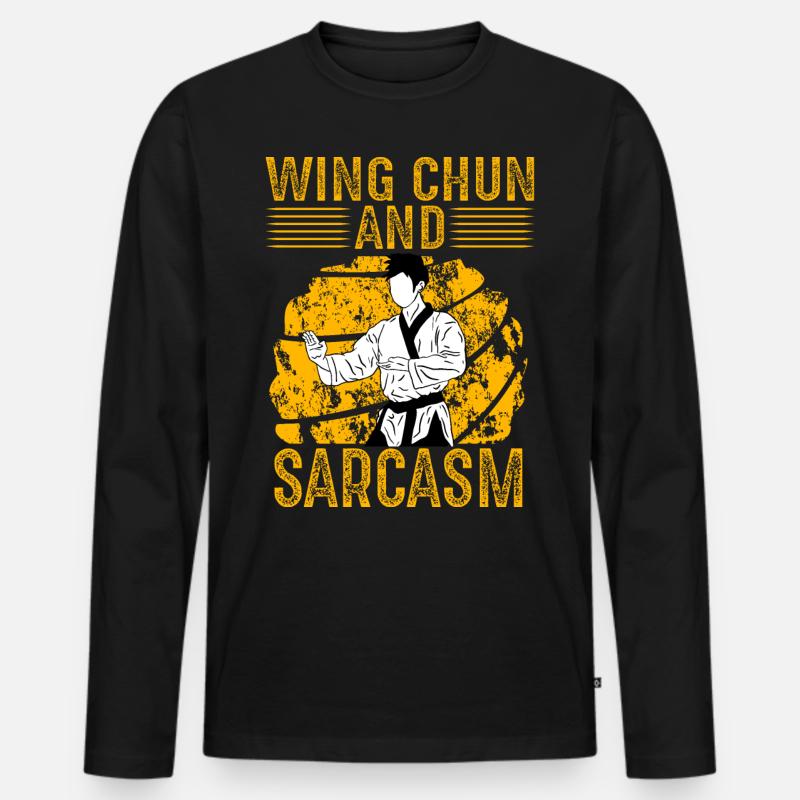 Wing Chun und Sarkasmus - Männer Premium Bio Langarmshirt - Schwarz