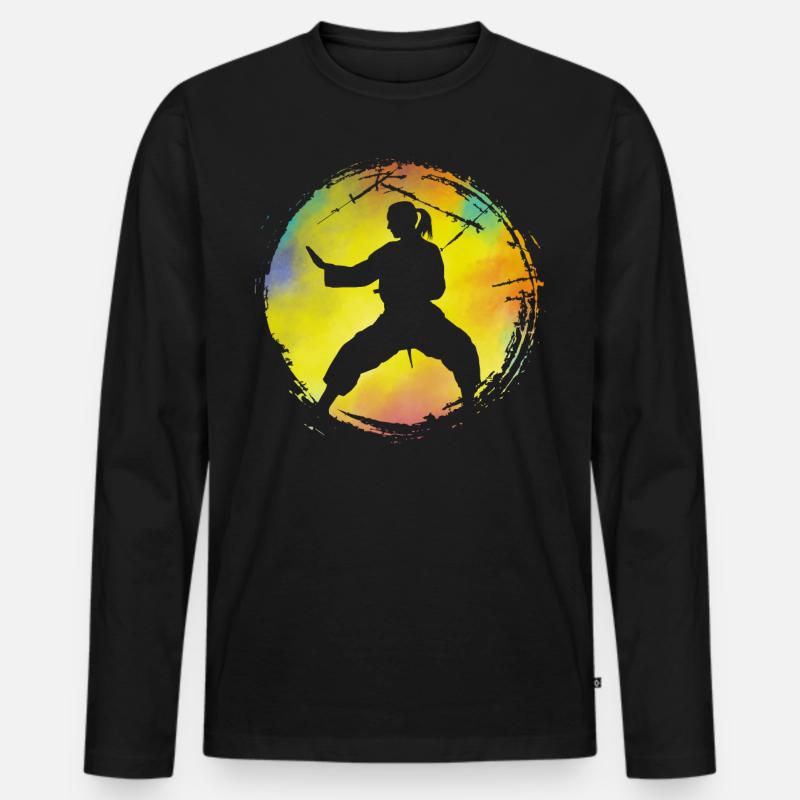 Wing Chun - Männer Premium Bio Langarmshirt - Schwarz