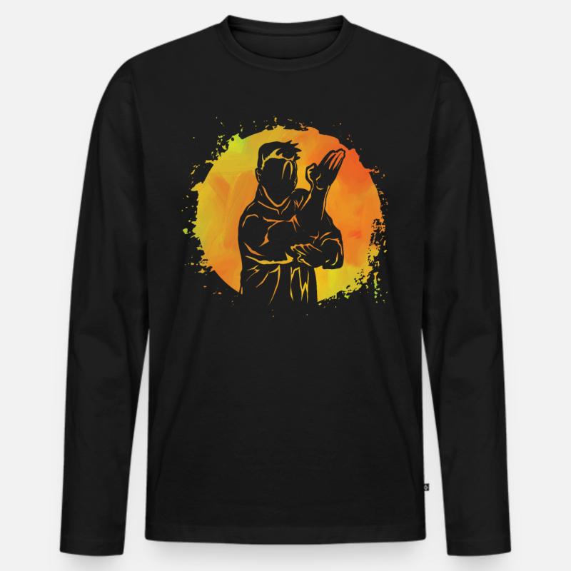 Wing Chun - Männer Premium Bio Langarmshirt - Schwarz