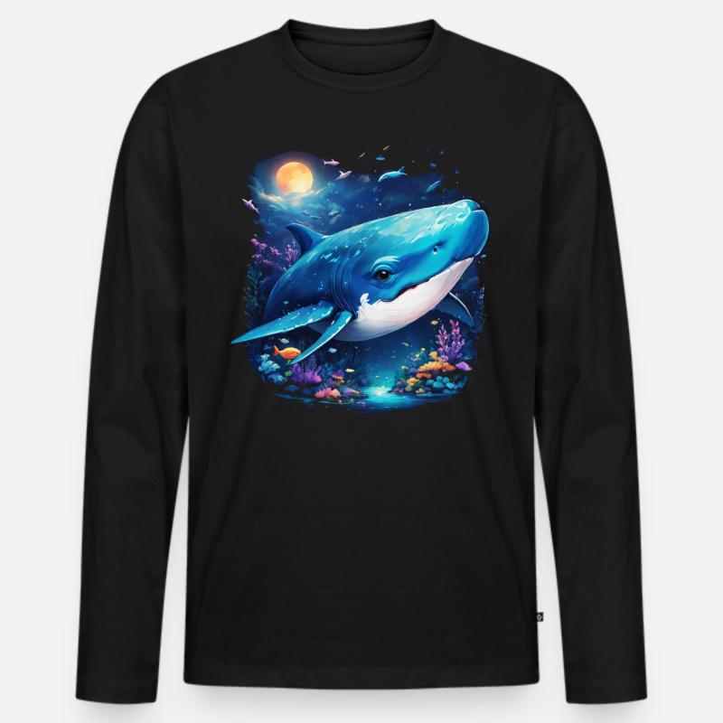 Blauwal - Männer Premium Bio Langarmshirt - Schwarz