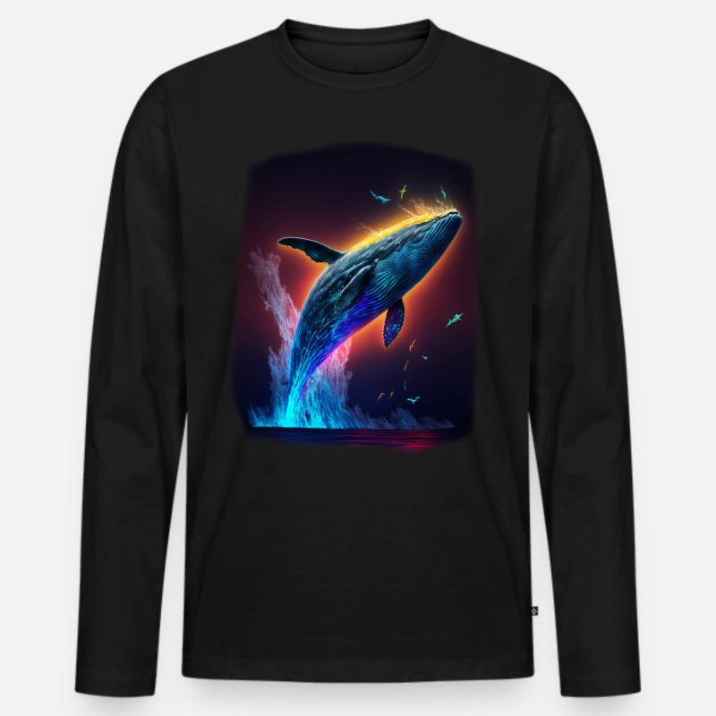 Blauwal - Männer Premium Bio Langarmshirt - Schwarz