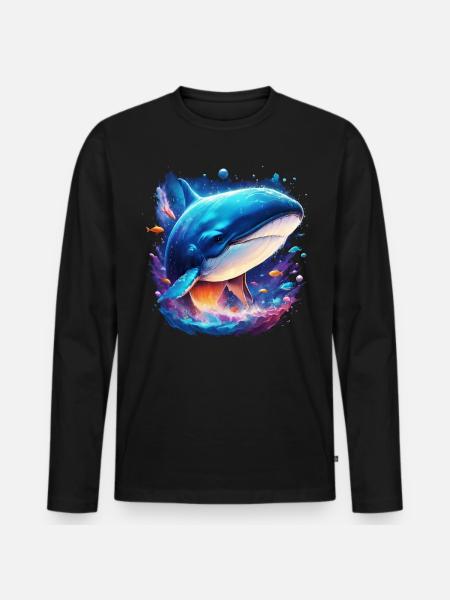 Baleine bleue - T-shirt manches longues Premium bio Homme - noir