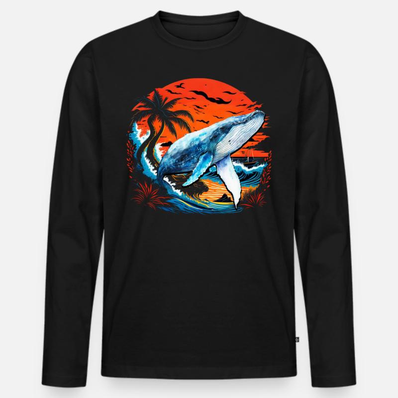 Blauwal - Männer Premium Bio Langarmshirt - Schwarz