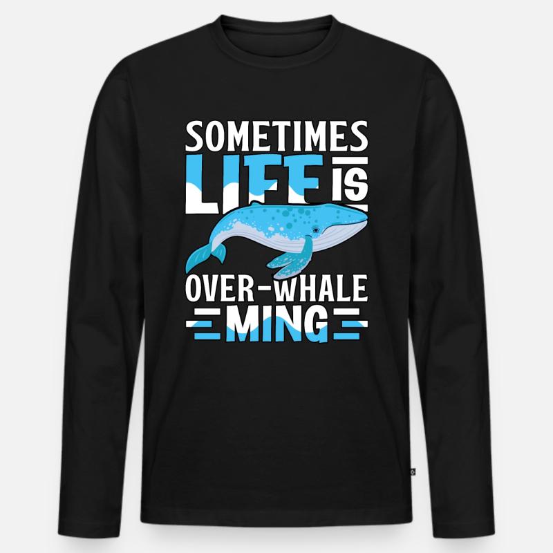 Manchmal ist das Leben übertrieben - Männer Premium Bio Langarmshirt - Schwarz