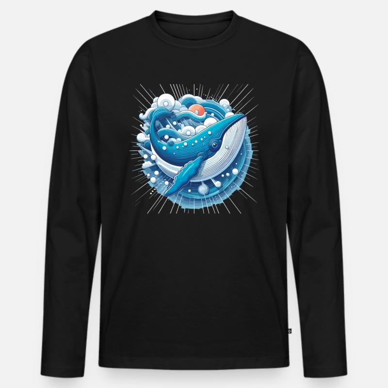 Blauwal - Männer Premium Bio Langarmshirt - Schwarz