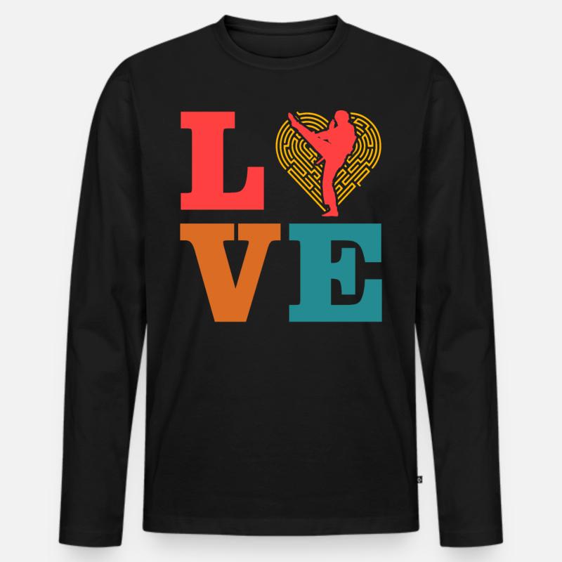 Taekwondo-Liebe - Männer Premium Bio Langarmshirt - Schwarz