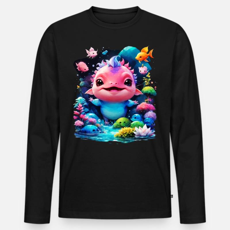 Axolotl - Männer Premium Bio Langarmshirt - Schwarz