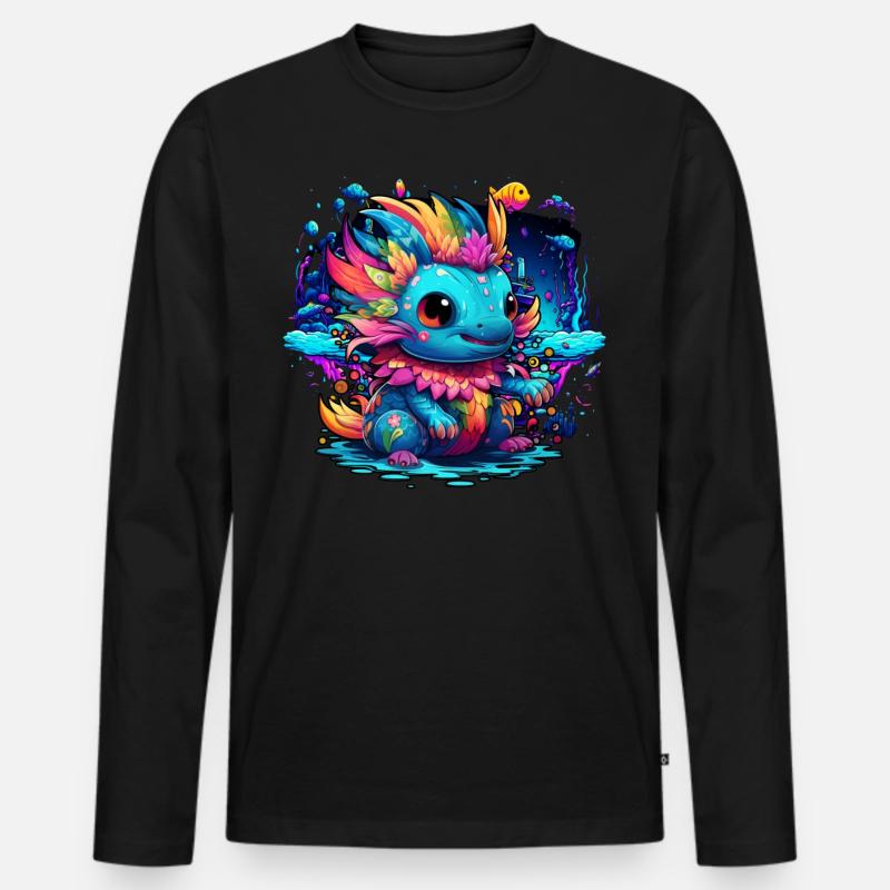 Axolotl - Männer Premium Bio Langarmshirt - Schwarz