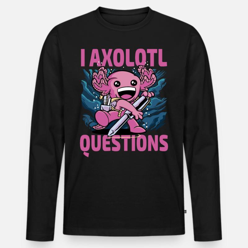 I axolotl Fragen - Männer Premium Bio Langarmshirt - Schwarz