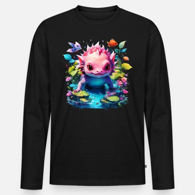 Axolotl - Männer Premium Bio Langarmshirt - Schwarz