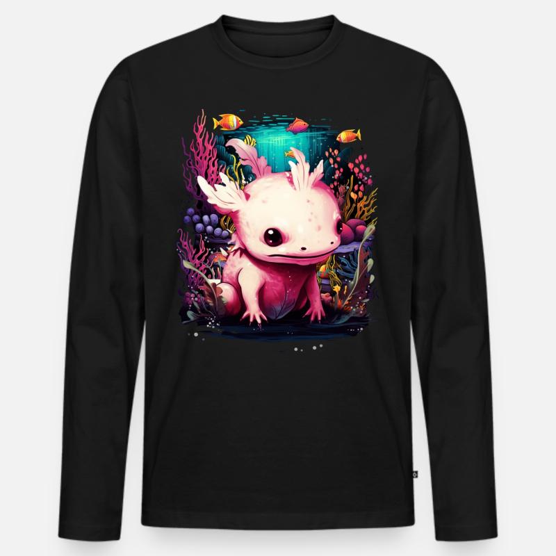 Axolotl - Männer Premium Bio Langarmshirt - Schwarz