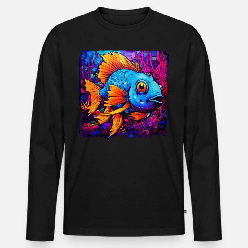 Skalar - Männer Premium Bio Langarmshirt - Schwarz