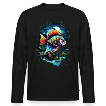 Angelfish - T-shirt manches longues Premium bio Homme - noir - Devant - Nico (187cm)