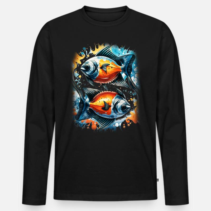 Skalar - Männer Premium Bio Langarmshirt - Schwarz
