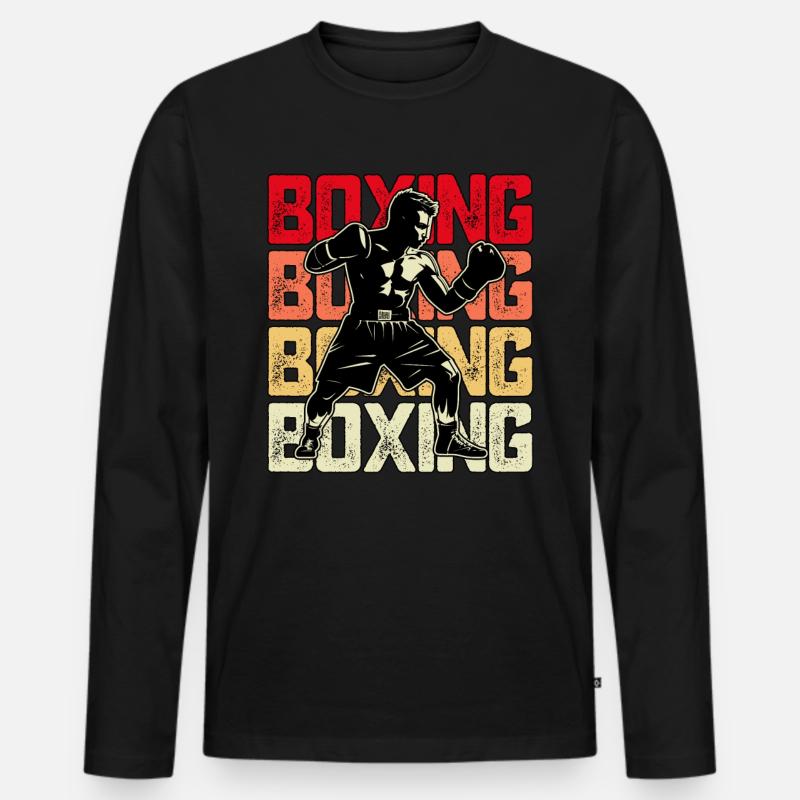 Boxen - Männer Premium Bio Langarmshirt - Schwarz