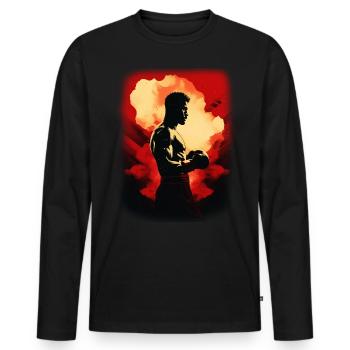 Boxing - Men's Premium Organic Long Sleeve Shirt - black - Front - Nico (187cm)