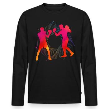 Boxing - Men's Premium Organic Long Sleeve Shirt - black - Front - Nico (187cm)