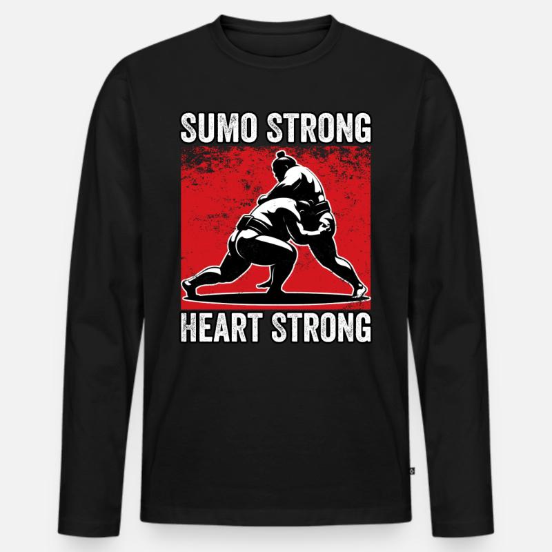 Sumo Starkes Herz Stark - Männer Premium Bio Langarmshirt - Schwarz