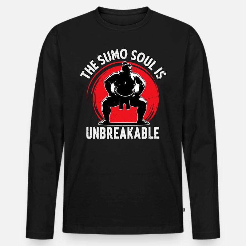 Die Sumo-Seele ist unzerbrechlich - Männer Premium Bio Langarmshirt - Schwarz