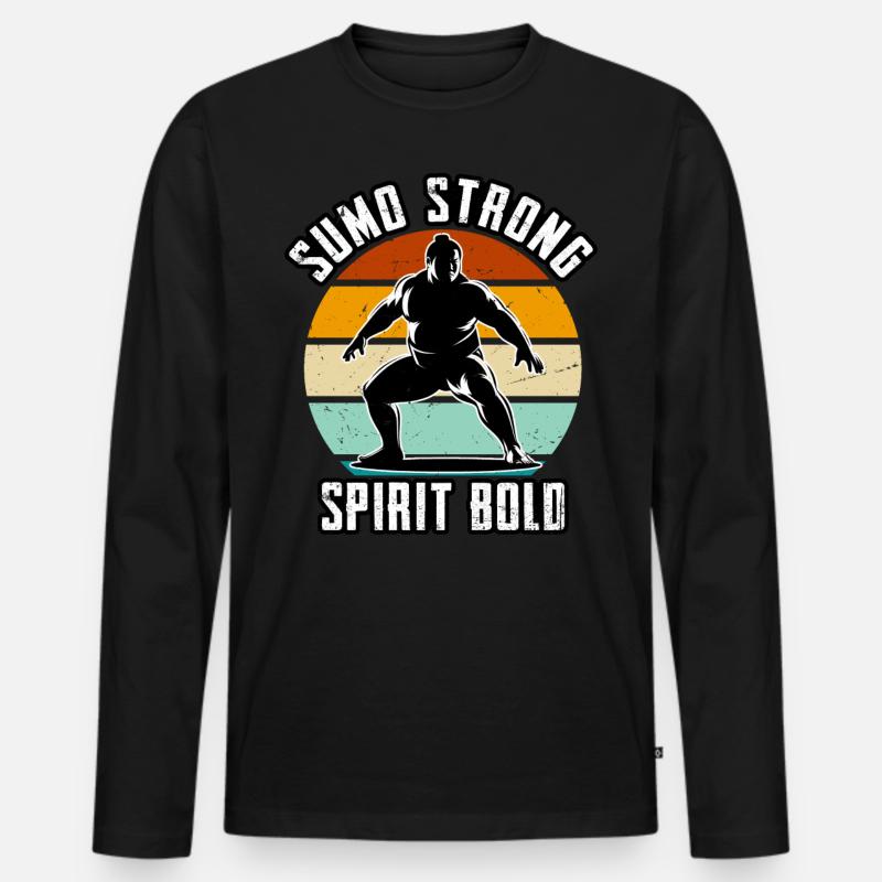 Sumo Starker Geist Kühn - Männer Premium Bio Langarmshirt - Schwarz