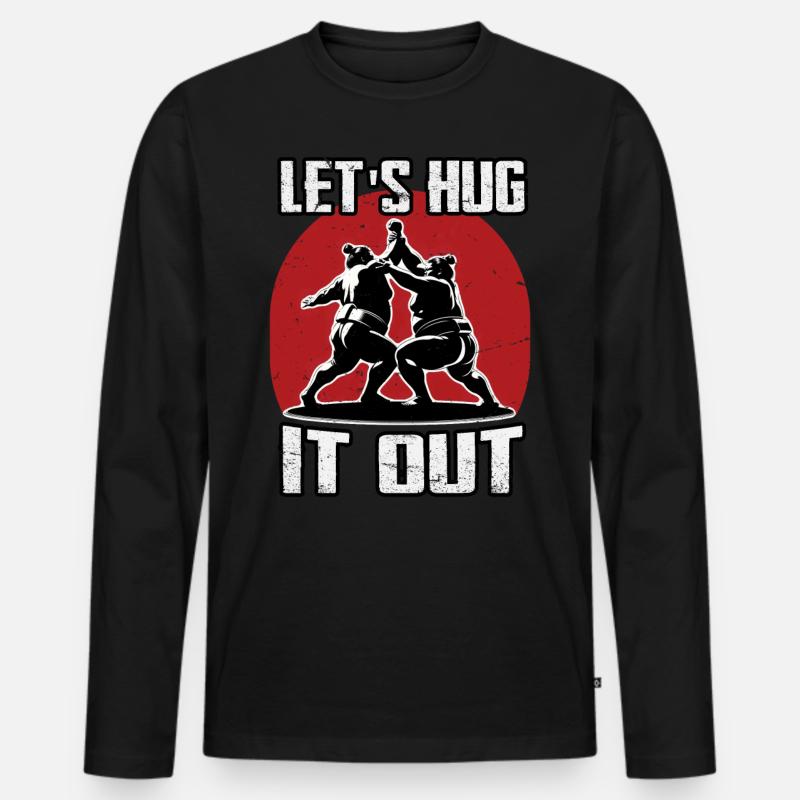 Lass es uns umarmen Sumo - Männer Premium Bio Langarmshirt - Schwarz