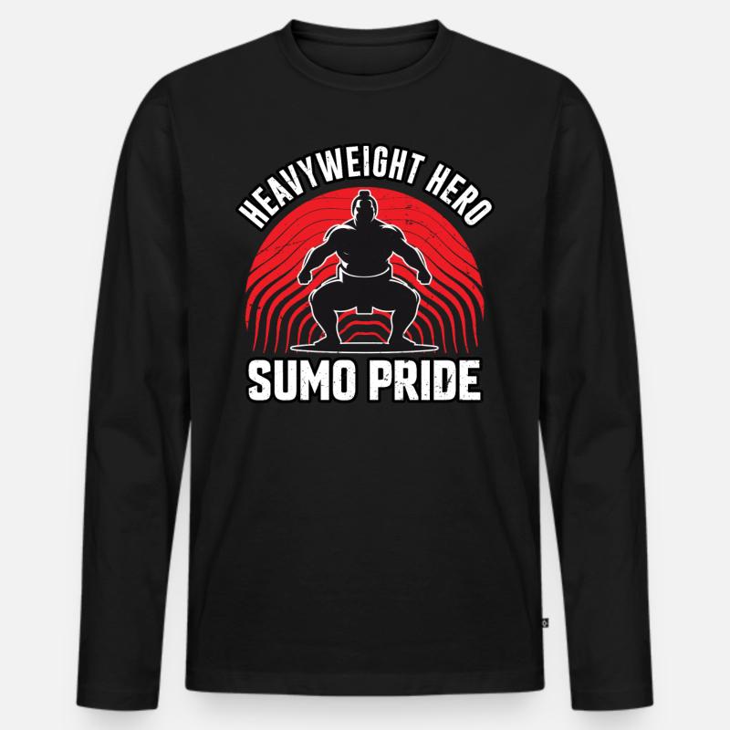 Schwergewichtsheld Sumo-Stolz - Männer Premium Bio Langarmshirt - Schwarz
