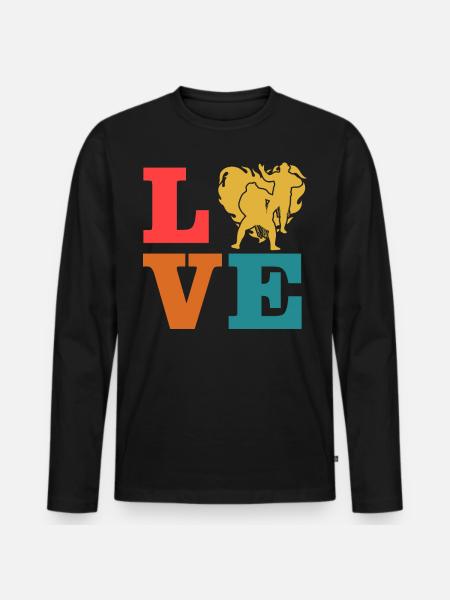 Wrestling-Liebe - Männer Premium Bio Langarmshirt - Schwarz