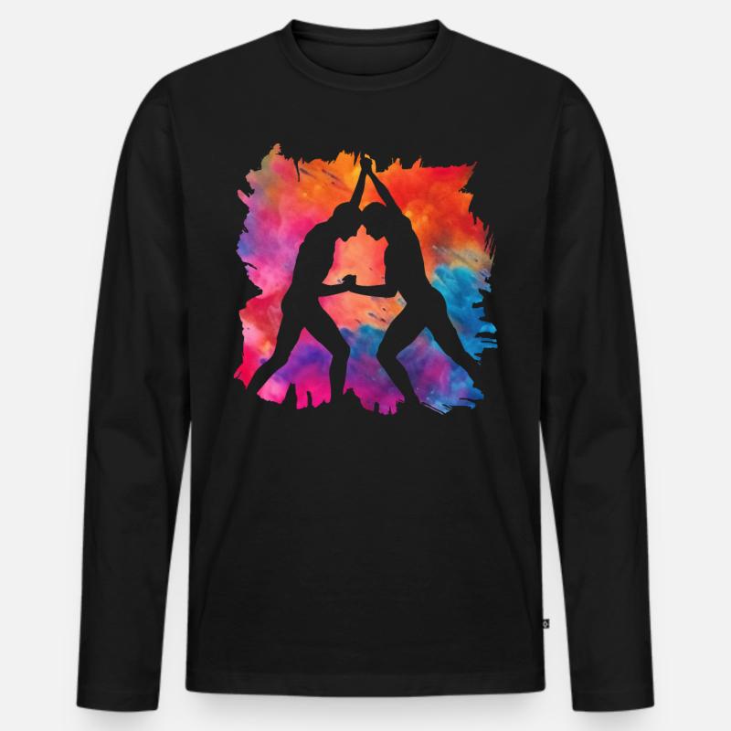Ringen - Männer Premium Bio Langarmshirt - Schwarz