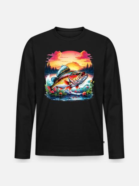 Bass Fish - Men's Premium Organic Long Sleeve Shirt - black