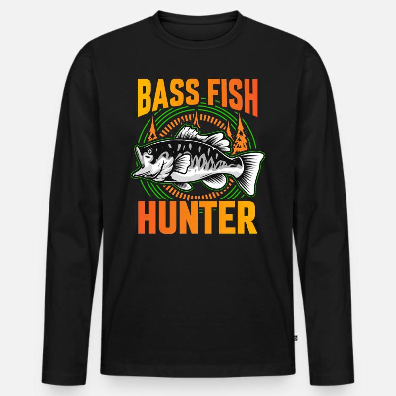 Bass Fish Hunter - Männer Premium Bio Langarmshirt - Schwarz