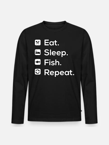 Eat Sleep Fish Repeat - Men's Premium Organic Long Sleeve Shirt - black