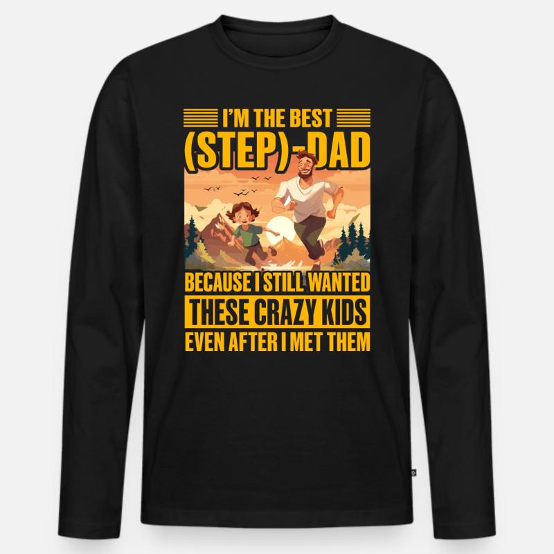 Ich bin der beste Stiefvater - Männer Premium Bio Langarmshirt - Schwarz