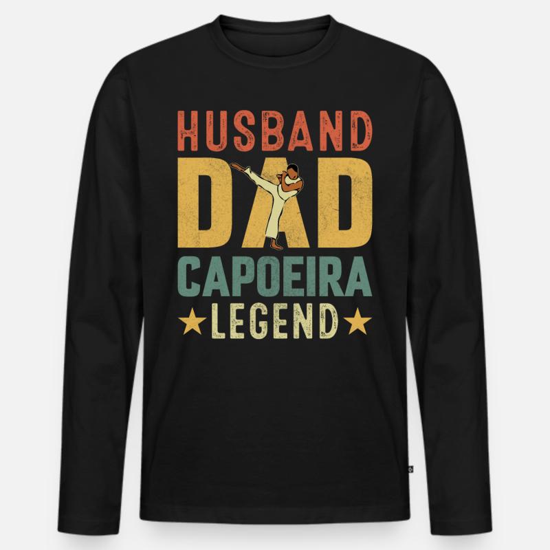 Ehemann Papa Capoeira Legende - Männer Premium Bio Langarmshirt - Schwarz