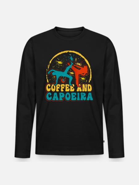 Kaffee und Capoeira - Männer Premium Bio Langarmshirt - Schwarz