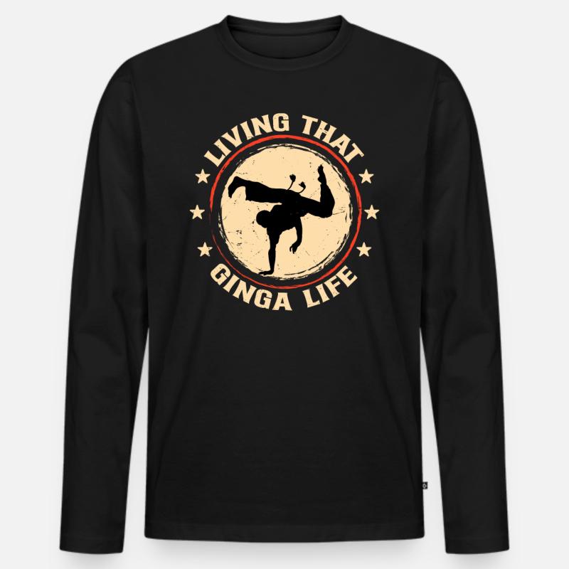 Das Ginga-Leben leben - Männer Premium Bio Langarmshirt - Schwarz