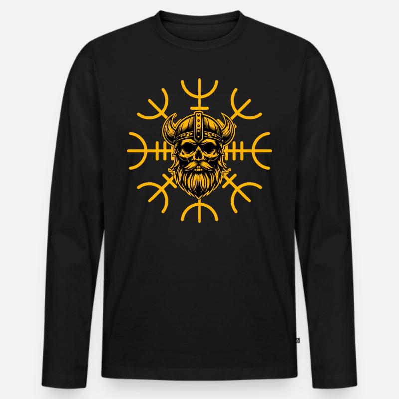 Wikinger - Männer Premium Bio Langarmshirt - Schwarz