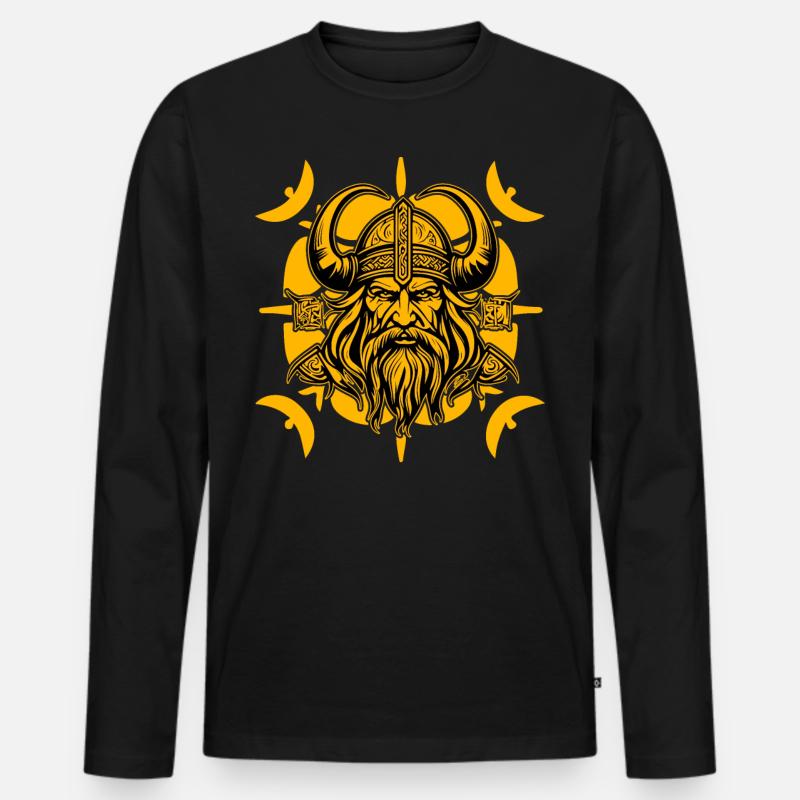 Wikinger - Männer Premium Bio Langarmshirt - Schwarz