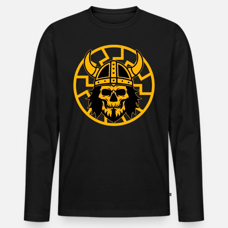 Wikinger - Männer Premium Bio Langarmshirt - Schwarz