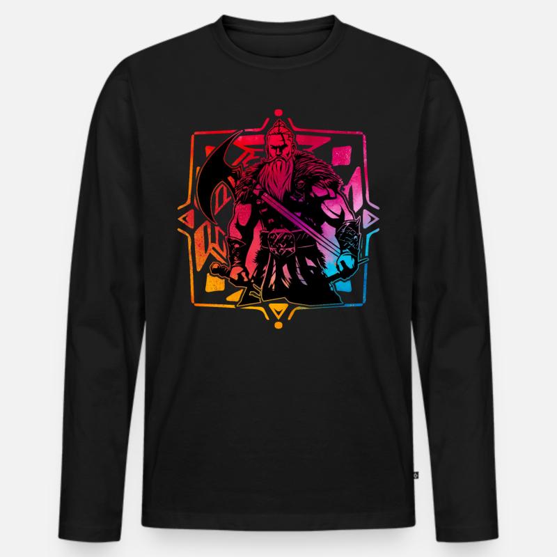Wikinger - Männer Premium Bio Langarmshirt - Schwarz
