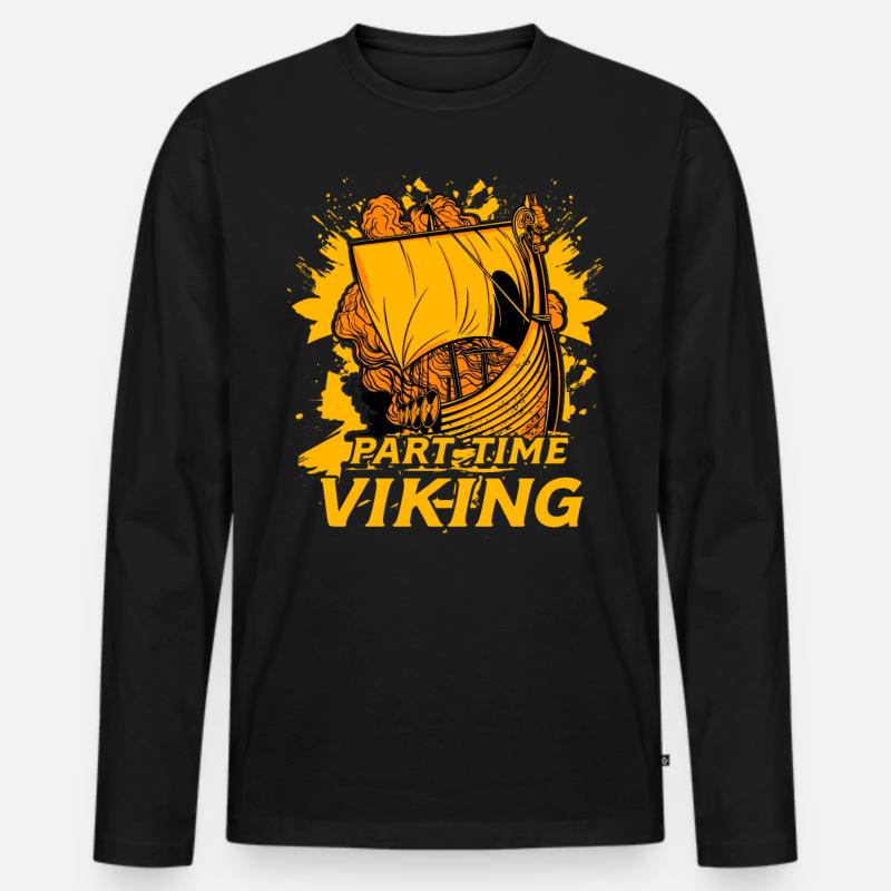 Teilzeit Wikinger - Männer Premium Bio Langarmshirt - Schwarz