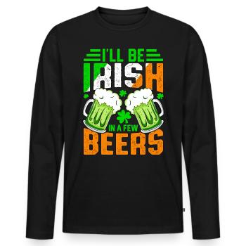 Ich werde Ire sein, wenn ich ein paar Bier trinke - Männer Premium Bio Langarmshirt - Schwarz - Vorne - Nico (187cm)