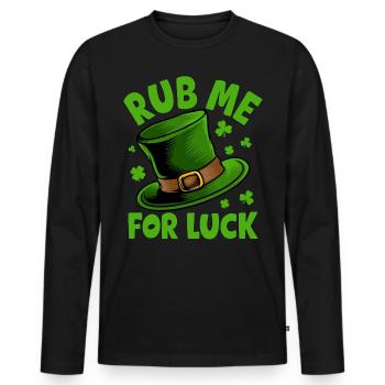 Rub me for luck - Men's Premium Organic Long Sleeve Shirt - black - Front - Nico (187cm)