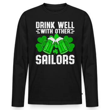 Drink well with other Sailors - Men's Premium Organic Long Sleeve Shirt - black - Front - Nico (187cm)