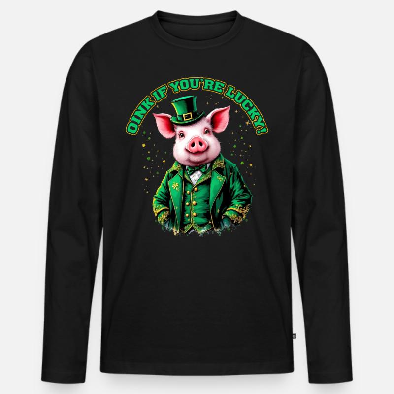 Oink, du hast Glück - Männer Premium Bio Langarmshirt - Schwarz