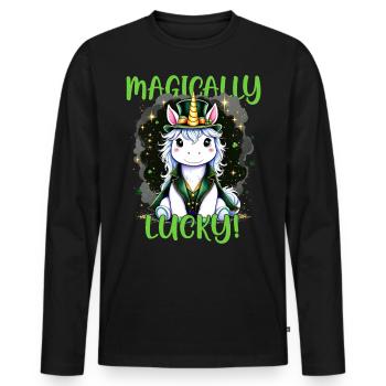 Magisches Glück - Männer Premium Bio Langarmshirt - Schwarz - Vorne - Nico (187cm)
