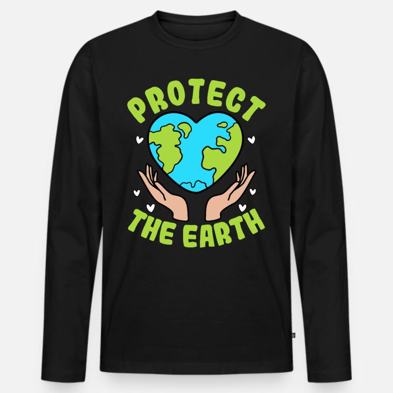 Schützen Sie die Erde - Männer Premium Bio Langarmshirt - Schwarz