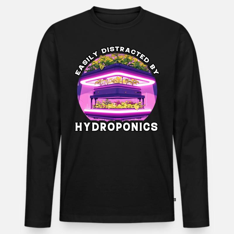Leicht ablenken durch Hydrokultur - Männer Premium Bio Langarmshirt - Schwarz