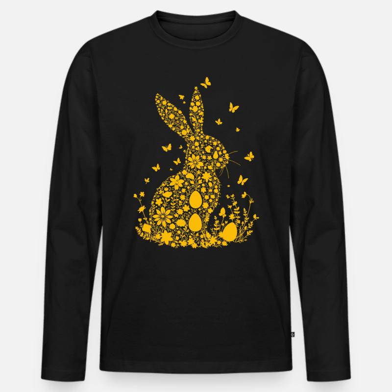 Osterhase - Männer Premium Bio Langarmshirt - Schwarz