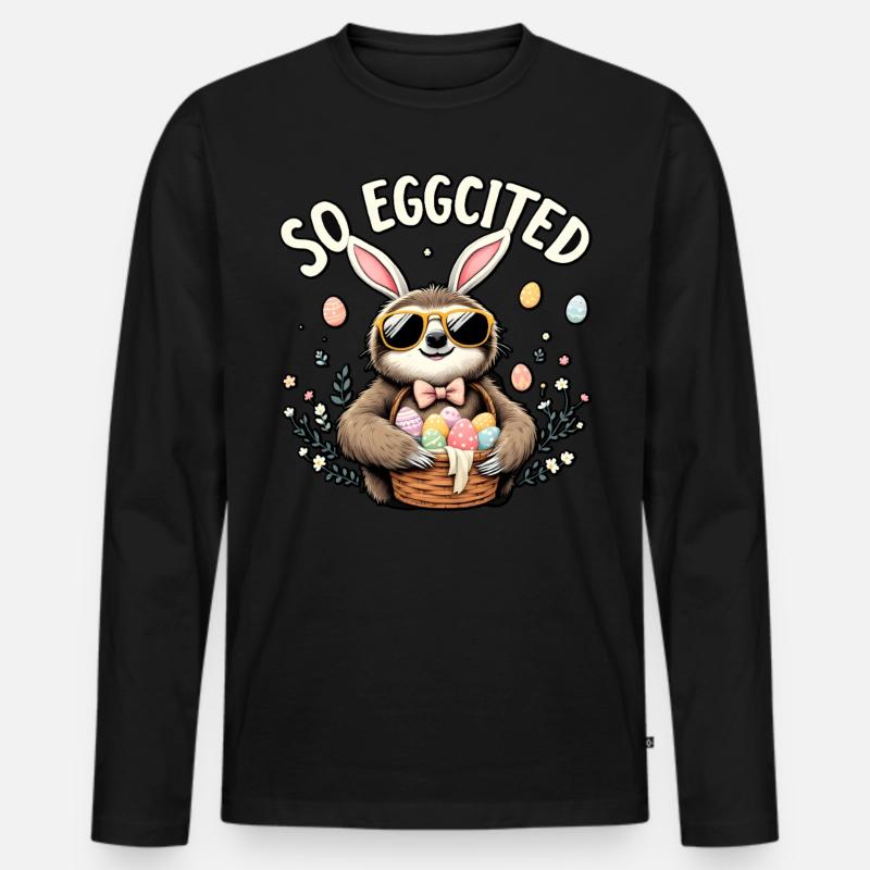 Also Eggcited - Männer Premium Bio Langarmshirt - Schwarz